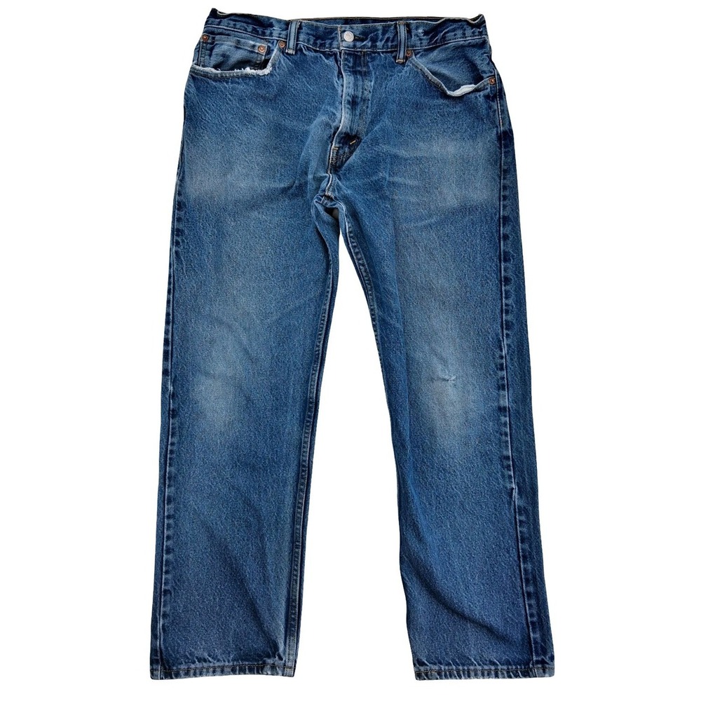 Levis 505 Jeans Mens 36x34 Blue Regular Fit Straight Leg Denim Medium Wash